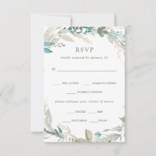 Schicke Wedding Mahlzeit-Wahl des Laub-  RSVP Karte