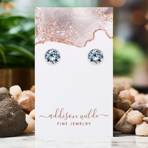 Schicke weiße Marmor-Achat-Roségold-Ohrhänger-Ausl Visitenkarte