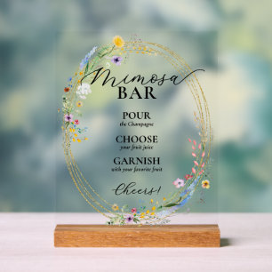 Schicke Wildblumen-Braut-Brunch-Mimosa-Bar Acrylschild