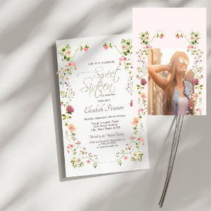 Schicke Wildblumen Dein Foto Sweet 16 Einladung
