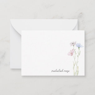 Schicke Wildblumenwiese Kalligrafie Personalisiert Mitteilungskarte