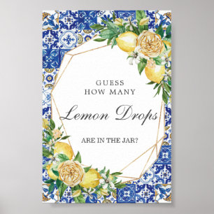 Schicke Zitronen-Blumen-Errate-Limonen-Tropfen-im- Poster