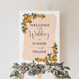 Schicke Zitrus-Orange-Grün-Hochzeit-Braut-Begrüßun Poster