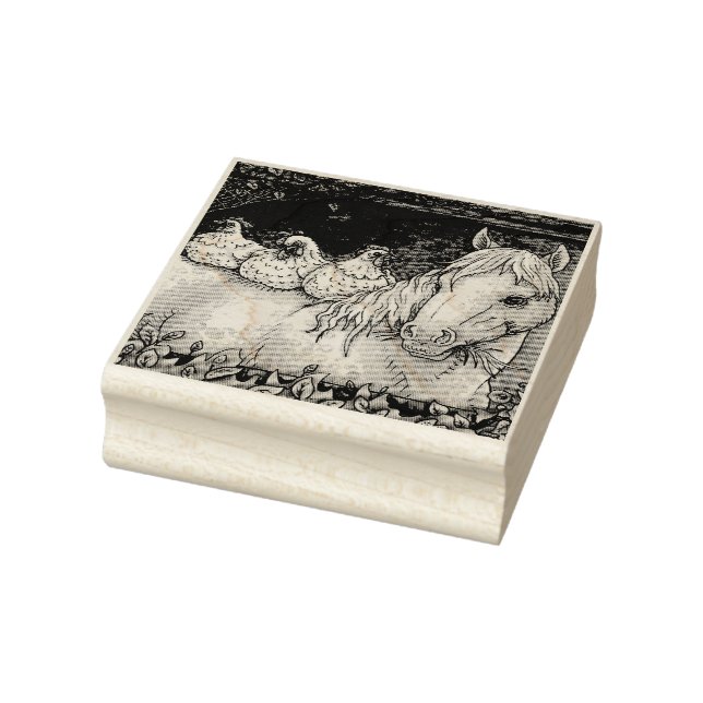 SCHICKEN IN DER STABILEN, PFERDENEN RUBBER-BRIEFMA GUMMISTEMPEL (Stempel)