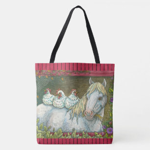 SCHICKEN IN DER STABILEN, VERMIETEN TOTE BAG Red Tasche