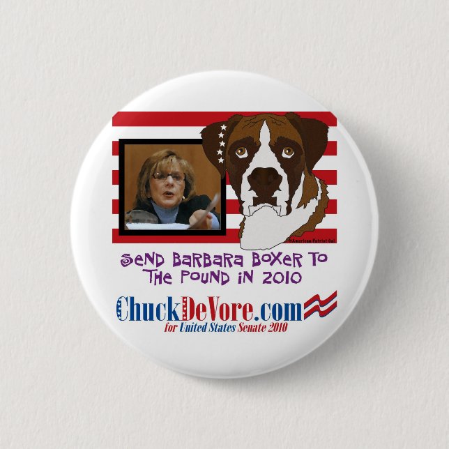 Schicken Sie Barbara Boxer zum Pfund im Jahre 2010 Button (Vorderseite)