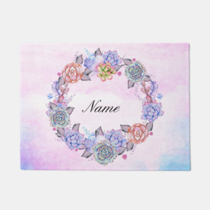 Schicker Aquarellsucculents-Kranz Fußmatte
