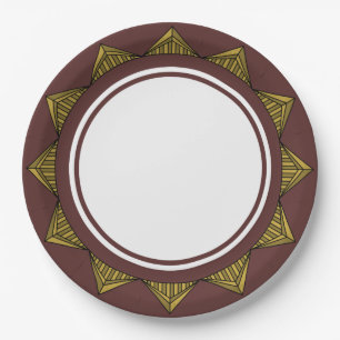 Schicker Art Deco auf rotem Papier-Teller Pappteller