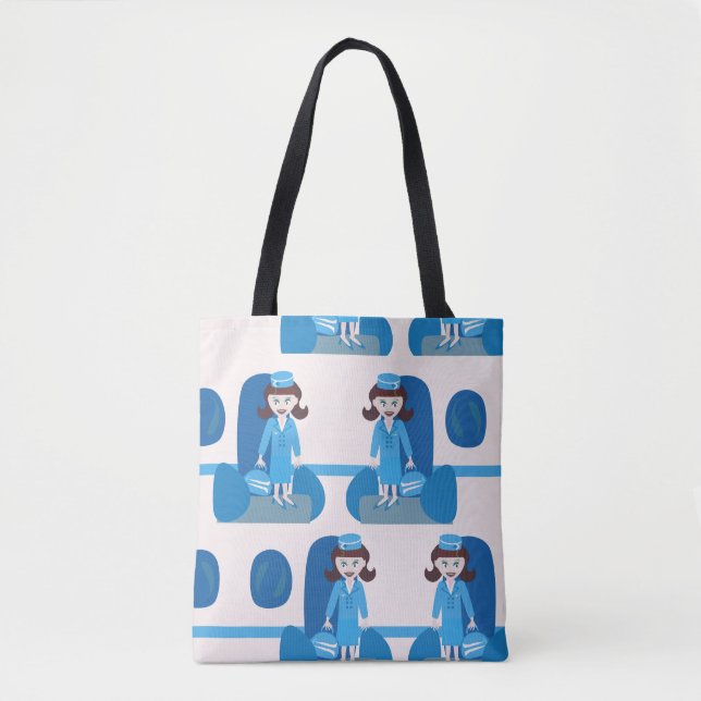 Schicker blauer SechzigerStewardess Tasche (Vorderseite)