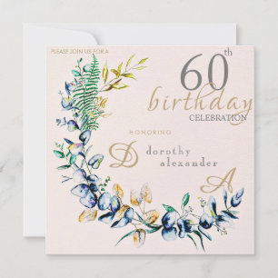 Schicker botanischer Kranz Meilenstein-Geburtstag Einladung
