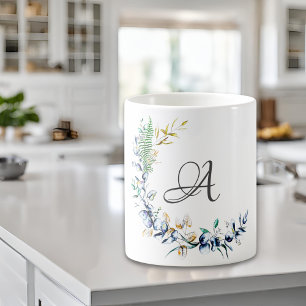 Schicker botanischer Kranz Monogramm Kaffeetasse