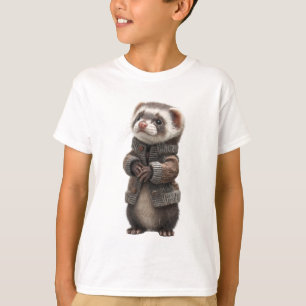 Schicker Cardigan-Frettchen-Kinder T-Shirt