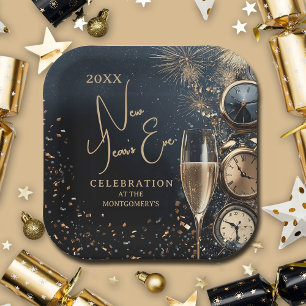 Schicker Champagner Silvesterabend Pappteller