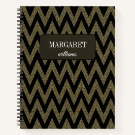 Schicker Chevron-Zickzack-Glitter & schwarzer indi Notizbuch