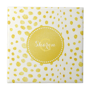 Schicker falscher Gold-Glitter-Cheetah-Print-Monog Fliese