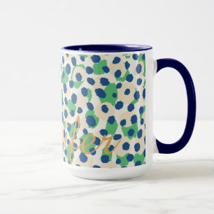 Schicker, farbenfroher grüner, blauer Cheetah-Druc Tasse