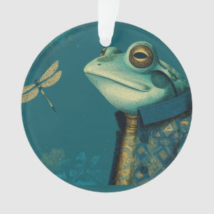 Schicker Frosch & Libelle - Surrealistisches Vinta Ornament
