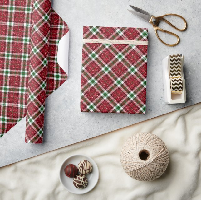 Schicker funkelnder karierter Weihnachts- Geschenkpapier (Kunsthandwerk)