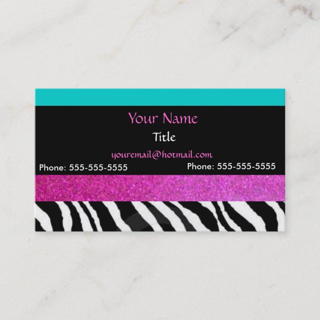 Schicker girly Zebradruck helle Farben Visitenkarte (Vorderseite)
