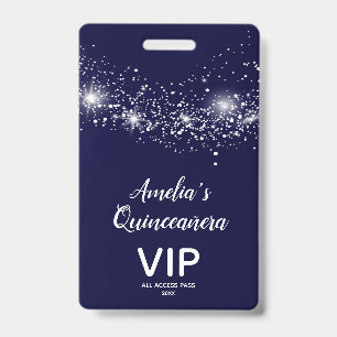 Schicker Glitter auf Navy Quinceañera-Einladung VI Ausweis