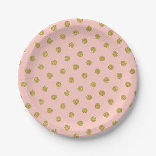 Schicker Gold Glitter Polka Punkt Rosa Röte Pappteller