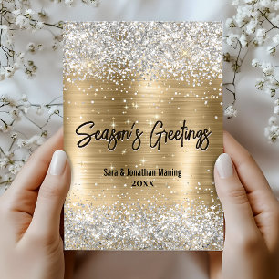 schicker Gold-Silber-Glitter Neujahr Weihnachten Postkarte