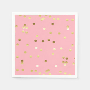 Schicker GoldfolieConfetti hellrosa Serviette