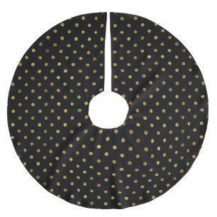 Schicker Goldzauber und -schwarze Flecken Polyester Weihnachtsbaumdecke