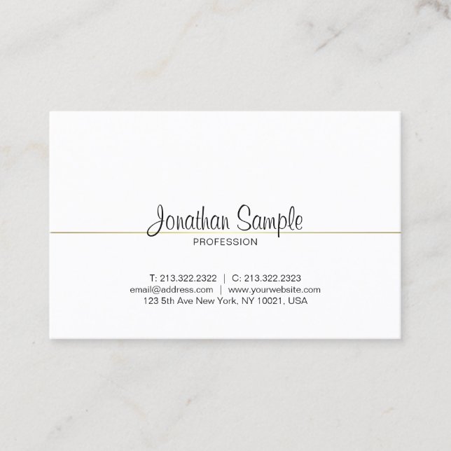 Schicker Kalligraphie-Skript-Goldentwurfs-Luxe Visitenkarte (Vorderseite)