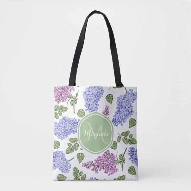 Schicker Lavendel-lila Blumengrünes Tasche (Vorderseite)