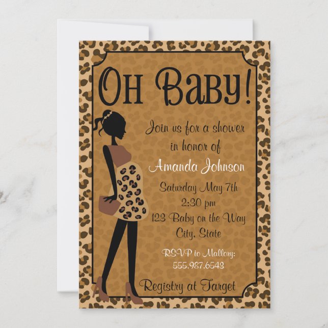 Schicker Leopard Mama-zu-ist Babyparty-Einladung Einladung (Vorderseite)