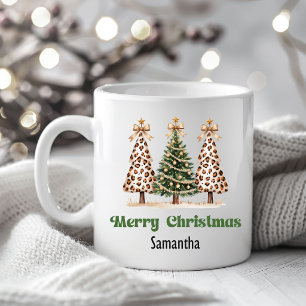 Schicker Leopard-Weihnachtsbaum individuell benann Kaffeetasse