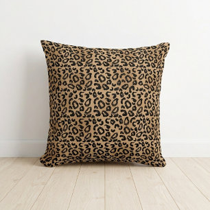 Schicker Leoparden-Druck Cheeta-Flecken Braun Schw Kissen