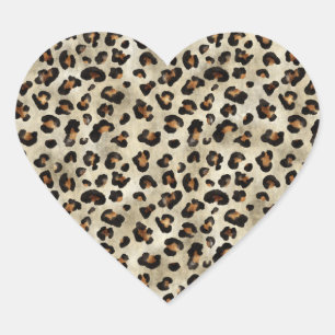 Schicker Leopardenprint Tierprint Wildkatzenmuster Herz-Aufkleber