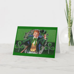 Schicker Leprechaun im Vintage-Stil zum St. Patric Karte