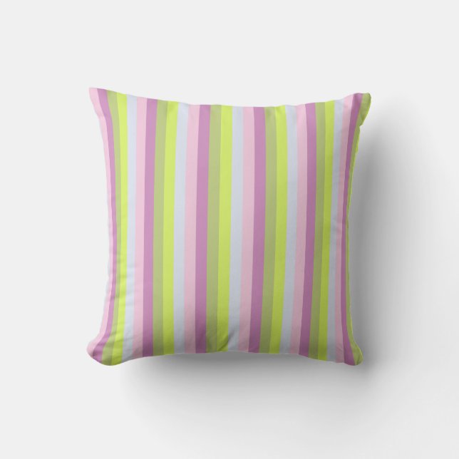 Schicker lila Lavendel-hellgrünes Streifen-Muster Kissen (Vorderseite)