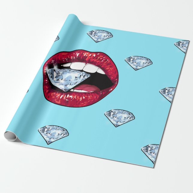 Schicker Lippendiamant Girly Geschenkpapier (Ungerollt)