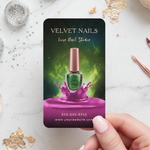Schicker Maniküre-Künstler Nagel Dunkelgrün Blush Visitenkarte