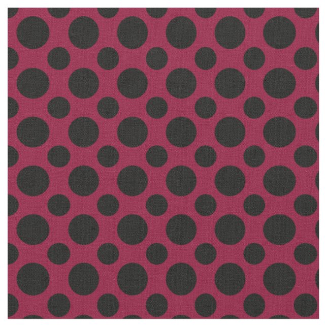 Schicker Merlot/schwarze Tupfen Burgunders Stoff (Nahaufnahme)