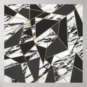 Schicker moderner Goldmarmor und schwarzes Poster