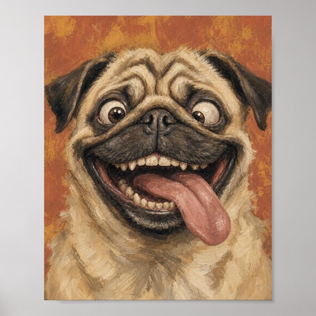 	Schicker Mops mit Brille und Fliege Poster (Vorne)