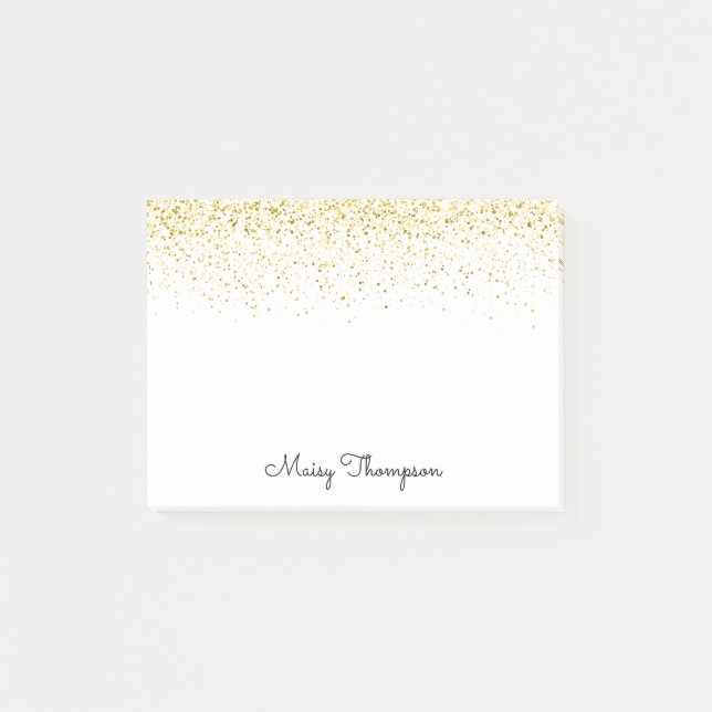 Schicker Name mit Goldglitter Post-it Klebezettel (Vorderseite)
