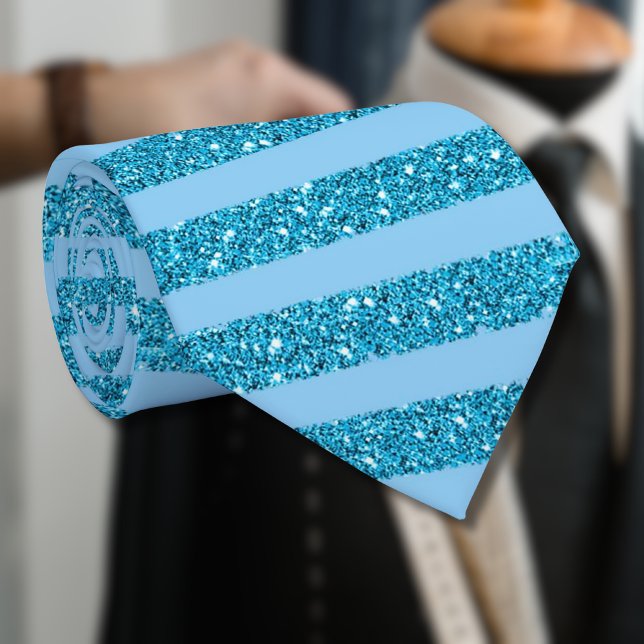 Schicker Ozeanblauer Glitter-Stil horizontale Stre Krawatte (Von Creator hochgeladen)
