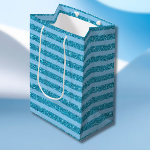 Schicker Ozeanblauer Glitter-Stil mit horizontalen Mittlere Geschenktüte