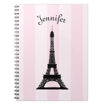 Schicker Pariser rosa Streifen-Schwarz-Eiffelturm