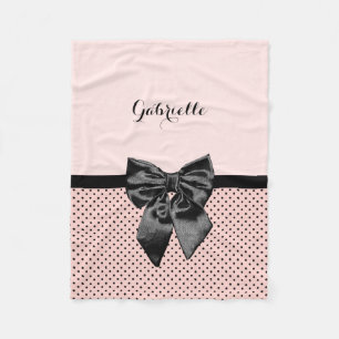 Schicker Pariser rosa Tupfen-Schwarz-Bogen und Fleecedecke