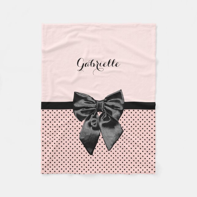 Schicker Pariser rosa Tupfen-Schwarz-Bogen und Fleecedecke (Vorderseite)