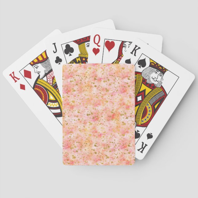 Schicker rosa Aquarell-GoldConfetti Spielkarten (Rückseite)