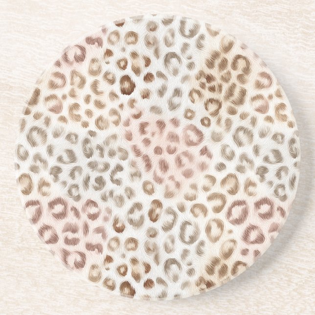 Schicker Rosa Elfenbein Leopard   Getränkeuntersetzer (Vorne)