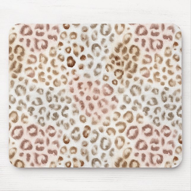 Schicker Rosa Elfenbein Leopard   Mousepad (Vorne)